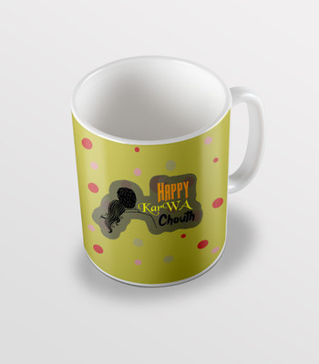 SKY TRENDS Happy Karwa Chauth With Couple Green Background Special Gifts For Husband And Wife Coffee Ceramic Mug(325 ml), White 
SKY TRENDS Happy Karwa Chauth With Couple Green Background Special Gifts For Husband And Wife Coffee Ceramic Mug(325 ml), White