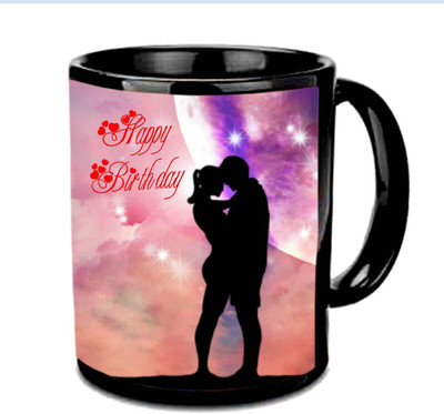 Raj Laxmi Moon lover black Ceramic Mug(350 ml)