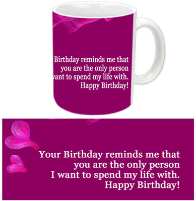 Raj Laxmi pink heart lover b'day b'day qoute Ceramic Mug(350 ml), White