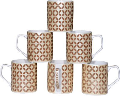 Pearl Pooja-44 Bone China(Gold, Pack of 6)