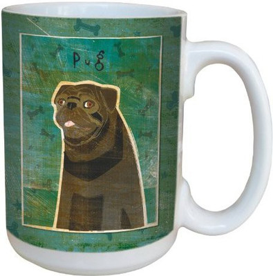 Tree-Free Greetings Greetings sg44057 Black Pug by John W. Golden Ceramic with Full-Sized Handle, 15-Ounce Ceramic Mug(60 ml)