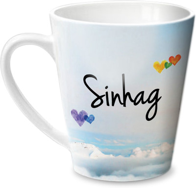 Hot Muggs Simply Love You Sinhag Conical Ceramic Mug(350 ml)