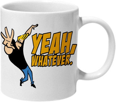 Mooch Wale Johnny Bravo Yeah Whatever Ceramic Mug(325 ml), Multicolor