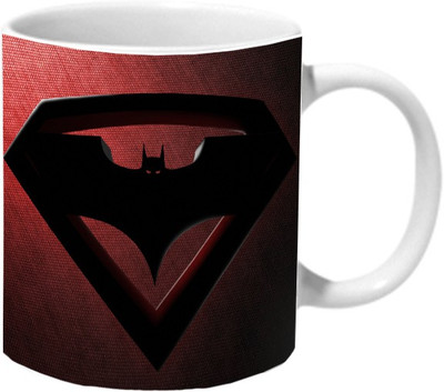 Mooch Wale Superman Bat Ceramic Mug(325 ml), Multicolor