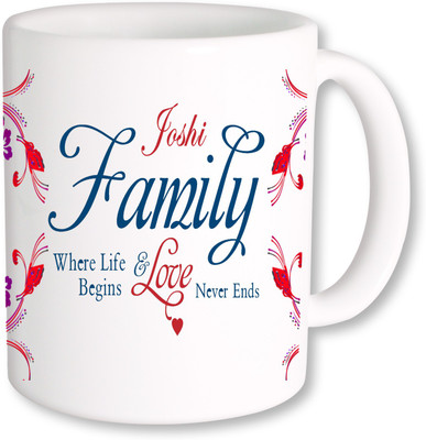 PhotogiftsIndia Joshi Family Ceramic Mug(325 ml), Multicolor