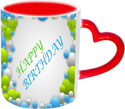 Jiya Creation1 multi Bolls With Happy Birthday Multicolor Ceramic Ceramic Mug(350 ml)