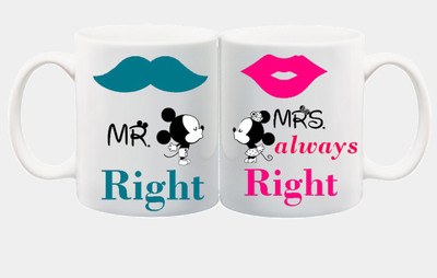 ME&YOU Gift for Husband/Wife/Boyfriend/Girlfriend/Couples On Anniversary Or Special Occasion;Mr. Right And Mrs. Right Printed Ceramic Mug(325 ml, Pack of 2), Multicolor
ME&YOU Gift for Husband/Wife/Boyfriend/Girlfriend/Couples On Anniversary Or Special Occasion;Mr. Right And Mrs. Right Printed Ceramic Mug(325 ml, Pack of 2), Multicolor