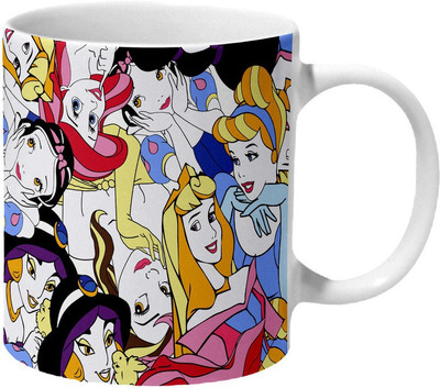Mooch Wale Disney Princess Up And Down Ceramic Mug(325 ml), Multicolor