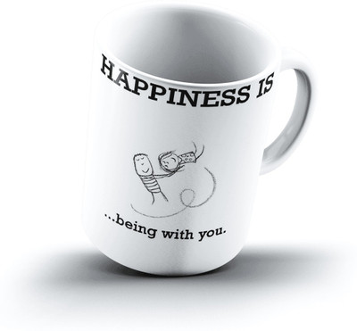 Ucard Happiness Is1274 Bone China, Ceramic, Porcelain Mug(325 ml)