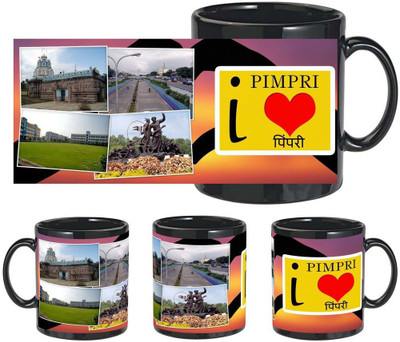 Snapgalaxy I Love Pimpri in Black Ceramic Mug(320 ml), Multicolor