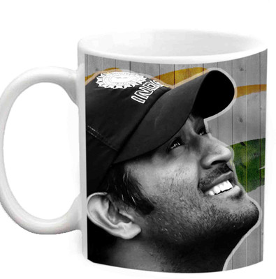Raj Laxmi Black & White maahi White Ceramic Mug(350 ml)
