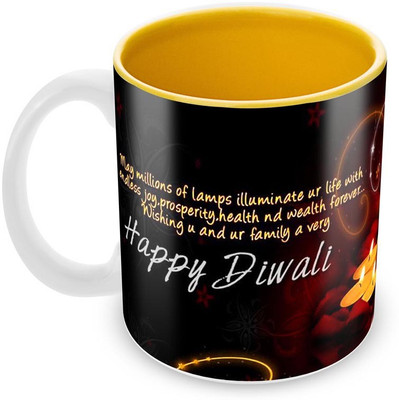 Tuelip Beautiful Printed Diwali Wishes Inner Yellow For Tea And Coffee Ceramic Mug(350 ml), Multicolor
Tuelip Beautiful Printed Diwali Wishes Inner Yellow For Tea And Coffee Ceramic Mug(350 ml), Multicolor