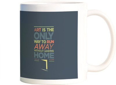 Rangeele Inkers Art Is The only Way To run Away Ceramic Mug(300 ml), Multicolor