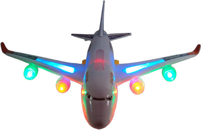 Parteet Musical Plane with Flashing Lights for Kids(White)