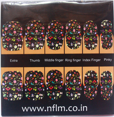 NFLM Designer Nailwear Floral Blossom(Black)
