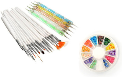 Iris 7 Nail Aet Brushes, Dotting Tools and Pastings Combo(White)