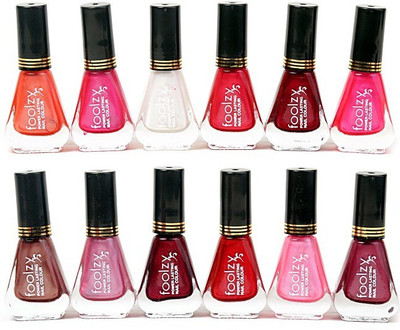 Foolzy Set of 12 Nail Polish Multicolor 045-12-6(Pack of 12)