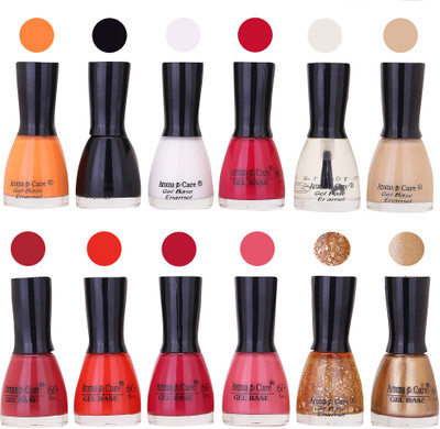 Aroma Care Wholesale Rate Nail Polish Combo Set of 12 Pcs ( Multicolor) 35 Light Orange, Black, White, Maganta, Top Coat, Skin, Coffee, Redish Orange, Maganta, Peach, Golden Jerry, Golden Glaiter(Pack of 12)
Aroma Care Wholesale Rate Nail Polish Combo Set of 12 Pcs ( Multicolor) 35 Light Orange, Black, White, Maganta, Top Coat, Skin, Coffee, Redish Orange, Maganta, Peach, Golden Jerry, Golden Glaiter(Pack of 12)