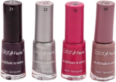Color Fever Premium Nail Polish Kit (Set Of 4) Dark Mehroon, Silver, Mat Pink, Coffee Cake
Color Fever Premium Nail Polish Kit (Set Of 4) Dark Mehroon, Silver, Mat Pink, Coffee Cake