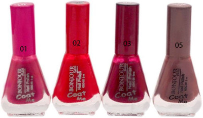 Bonjour Paris Exceptional Nail Polish (Set Of 4) Desire, Hot Red, Chocolate Fudge, Tender Chestnut(Pack of 4)
Bonjour Paris Exceptional Nail Polish (Set Of 4) Desire, Hot Red, Chocolate Fudge, Tender Chestnut(Pack of 4)