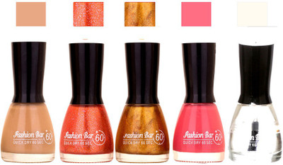 Fashion Bar Musted ,Glitter Orange,Glitter Gold,Baby Pink ,Top Shades Nail Polish 145358 Musted ,Glitter Orange,Glitter Gold,Baby Pink ,Top(Pack of 5)
Fashion Bar Musted ,Glitter Orange,Glitter Gold,Baby Pink ,Top Shades Nail Polish 145358 Musted ,Glitter Orange,Glitter Gold,Baby Pink ,Top(Pack of 5)