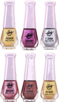 Lady Fashion Nail Polish 2512201605 Multicolor,(Pack of 6)
