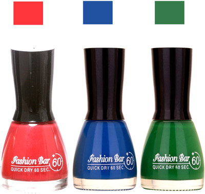 Fashion Bar Glowing Color Shades New Ultra Smooth Nail Polish Combo 1013 pink ,BLUE , GREEN(Pack of 3)
Fashion Bar Glowing Color Shades New Ultra Smooth Nail Polish Combo 1013 pink ,BLUE , GREEN(Pack of 3)