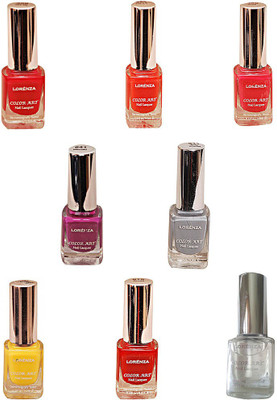 Lorenza Combo Set-19 Nail Lacquer (Pack Of 8) Base & Top Coat-010, Hello Yellow-250, Kiss Me-309, Sinful-360, This Is It-455, Rrred-515, Mauved-641, Grey Shades-911(Pack of 8)
Lorenza Combo Set-19 Nail Lacquer (Pack Of 8) Base & Top Coat-010, Hello Yellow-250, Kiss Me-309, Sinful-360, This Is It-455, Rrred-515, Mauved-641, Grey Shades-911(Pack of 8)