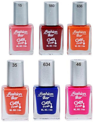 Fashion Bar Neon Nail Polish Combo 6 Multicolor(Pack of 6)