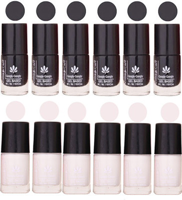 Aroma Care White, Black Exclusive Nail Polish Combo (Set No. 02) Black, White(Pack of 12)
