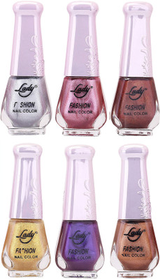 Lady Fashion Nail Polish 2512201607 Multicolor,(Pack of 6)