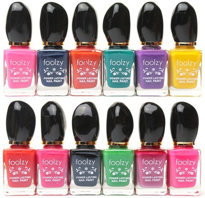 Foolzy Set of 12 Nail Polish Multicolor-CL-12-2(Pack of 12)