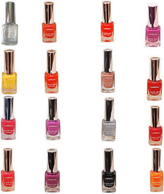 Lorenza Combo Set-3 Nail Lacquer (Pack Of 16) Base & Top Coat-010, Hellow Yellow-250, Sunflower-262, Kiss Me-309, Bombshell-340, Sinful-360, OMG-404, For a Change-421, Las Veaas-472, Rrred-515, Attitude-630, Mauved-641, Brown-670, Excuse me-672, Black Dia
Lorenza Combo Set-3 Nail Lacquer (Pack Of 16) Base & Top Coat-010, Hellow Yellow-250, Sunflower-262, Kiss Me-309, Bombshell-340, Sinful-360, OMG-404, For a Change-421, Las Veaas-472, Rrred-515, Attitude-630, Mauved-641, Brown-670, Excuse me-672, Black Dia