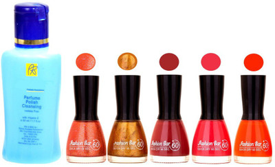 Fashion Bar Nail Polish With Free Rythmx Nail Polish Remover Combo Offer (Neon Shades at Incredible Value) 1520 Glitter Orange,Copper,Mauvish Plum,Pink,fantasy(Pack of 5)
Fashion Bar Nail Polish With Free Rythmx Nail Polish Remover Combo Offer (Neon Shades at Incredible Value) 1520 Glitter Orange,Copper,Mauvish Plum,Pink,fantasy(Pack of 5)