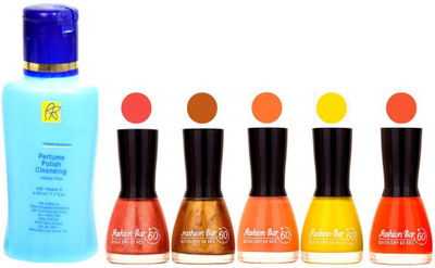 Fashion Bar Nail Polish With Free Rythmx Nail Polish Remover Combo Offer (Neon Shades at Incredible Value) 1562 Orange,copper,Peach,yellow,Orange(Pack of 5)
Fashion Bar Nail Polish With Free Rythmx Nail Polish Remover Combo Offer (Neon Shades at Incredible Value) 1562 Orange,copper,Peach,yellow,Orange(Pack of 5)
