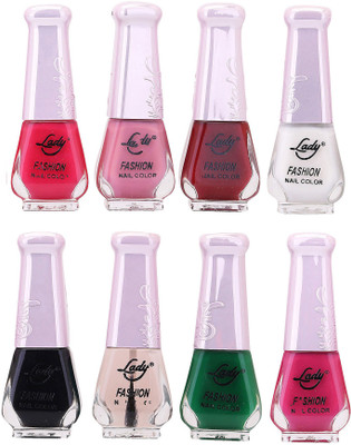 Lady Fashion Trendy Nail Polish 21169 Multicolor,(Pack of 8)