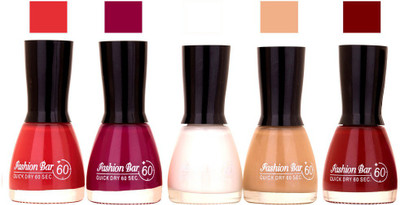 Fashion Bar Redish Pink,Mauve ,White ,Musted ,Maroon Shades Nail Polish 145326 Redish Pink,Mauve ,White ,Musted ,Maroon(Pack of 5)
Fashion Bar Redish Pink,Mauve ,White ,Musted ,Maroon Shades Nail Polish 145326 Redish Pink,Mauve ,White ,Musted ,Maroon(Pack of 5)