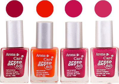 Aroma Care Maroon Nail Polish Combo 2506201677 Maroon, Orange, Pink(Pack of 4)