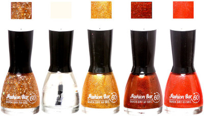 Fashion Bar Glitter Gold ,Top ,Shimmer Gold ,Shimmer Dark Maroon,Shimmer OrangeShades Nail Polish 145341 Glitter Gold ,Top ,Shimmer Gold ,Shimmer Dark Maroon,Shimmer Orange(Pack of 5)
Fashion Bar Glitter Gold ,Top ,Shimmer Gold ,Shimmer Dark Maroon,Shimmer OrangeShades Nail Polish 145341 Glitter Gold ,Top ,Shimmer Gold ,Shimmer Dark Maroon,Shimmer Orange(Pack of 5)