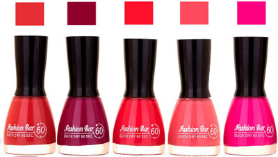 Fashion Bar Redish Pink,Mauve,Bright Pink, Shades Nail Polish 145315 Redish Pink,Mauve,Bright Pink(Pack of 5)
Fashion Bar Redish Pink,Mauve,Bright Pink, Shades Nail Polish 145315 Redish Pink,Mauve,Bright Pink(Pack of 5)