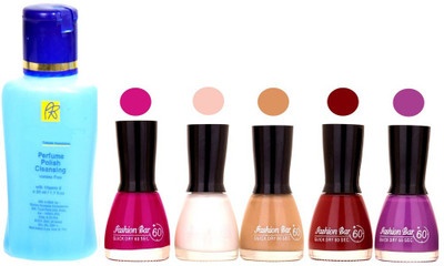 Fashion Bar Nail Polish With Free Rythmx Nail Polish Remover Combo Offer (Neon Shades at Incredible Value) 1517 Mazanta,White,Musted,Maroon,Purple(Pack of 5)
Fashion Bar Nail Polish With Free Rythmx Nail Polish Remover Combo Offer (Neon Shades at Incredible Value) 1517 Mazanta,White,Musted,Maroon,Purple(Pack of 5)