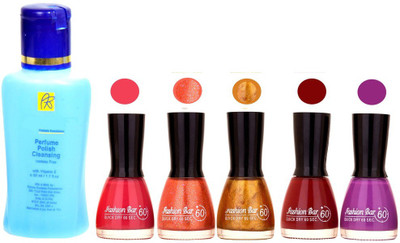 Fashion Bar Nail Polish With Free Rythmx Nail Polish Remover Combo Offer (Neon Shades at Incredible Value) 1513 Deep Pink,Orange,Copper,Maroon,Purple(Pack of 5)
Fashion Bar Nail Polish With Free Rythmx Nail Polish Remover Combo Offer (Neon Shades at Incredible Value) 1513 Deep Pink,Orange,Copper,Maroon,Purple(Pack of 5)