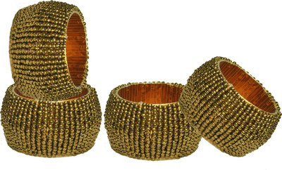DakshCraft ACB153 Set of 4 Napkin Rings(Gold)