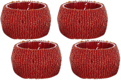 DakshCraft ACB135 Set of 4 Napkin Rings(Red)