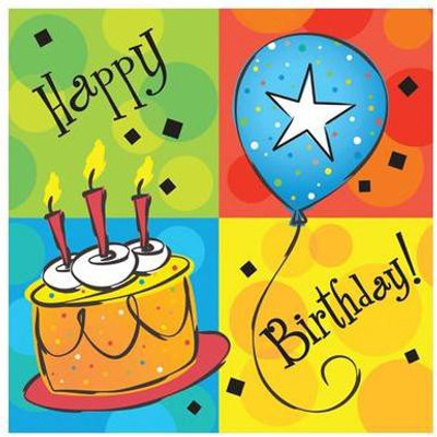 Creative Converting Cake Celebration Beverage Multicolor Napkins(16 Sheets)