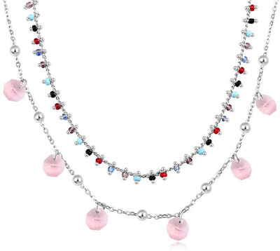 Aaishwarya Bead Charm Layered Crystal Alloy Necklace