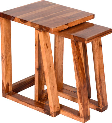 Induscraft Solid Wood Nesting Table(Finish Color - Brown, Set of - 2)