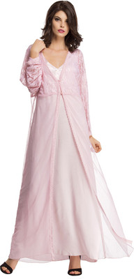 Clovia Women Nighty with Robe(Pink