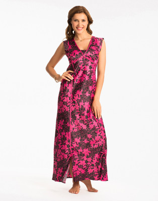 PrettySecrets Women's Nighty(Black, Pink)