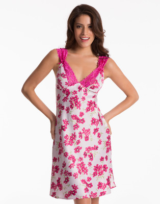 PrettySecrets Women's Nighty(Pink, White)